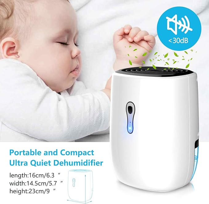 Dehumidifiers for Home 27oz(800ml) Small Auto Shut off Dehumidifiers with Drain Hose,Portable Ultra Quiet Mini Dehumidifier Effective for Bathroom, Basement, Garage, RV, Gun Safe, Closet - Image 6