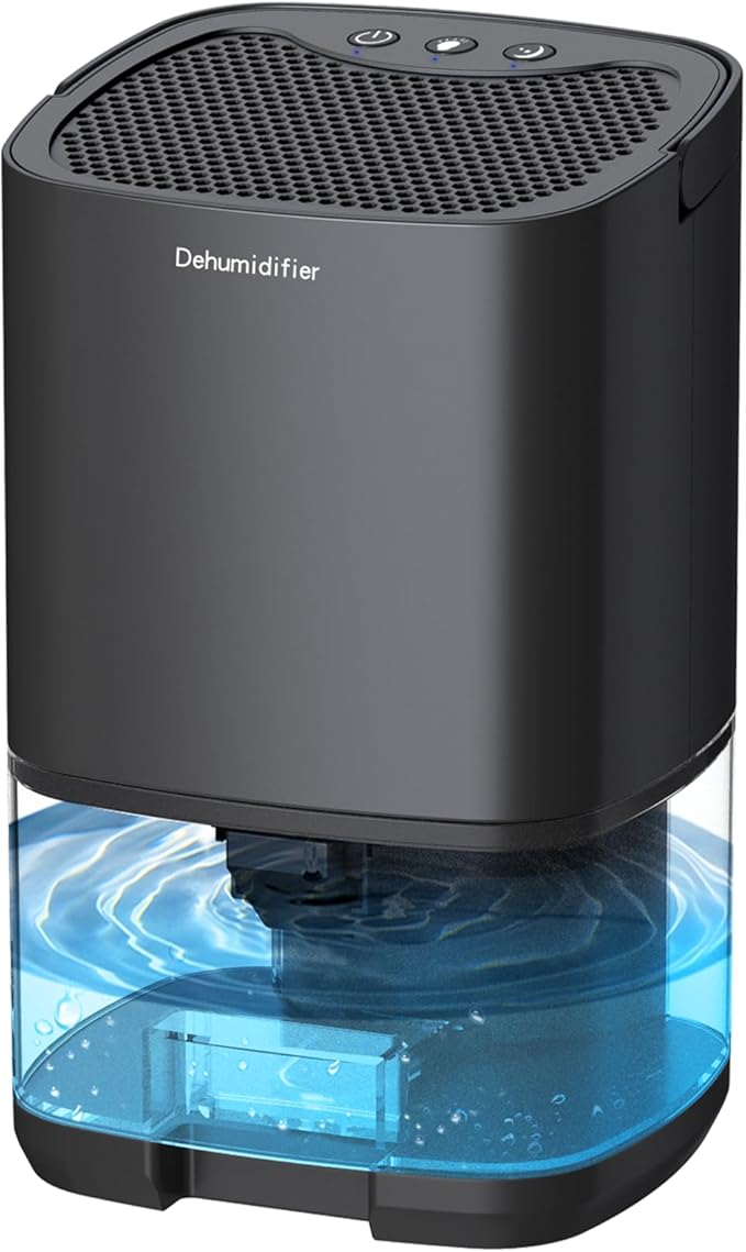 Dehumidifiers for Bedroom 35oz Small Dehumidifier for Home 2500 Cubic Feet(350sq ft) with 7 LED Lights, Ultra Quiet & Auto Shut off Dehumidifier for Bathroom Basement Closet Garage RV, Black by MADETEC