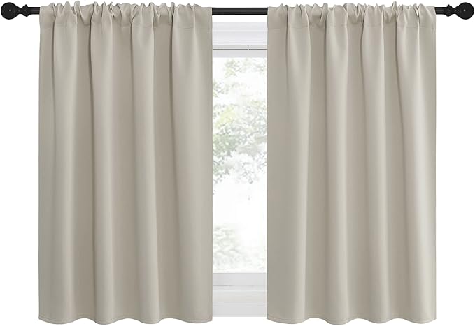 NICETOWN Blackout Curtains for Living Curtains, Room Darkening Window Curtain Panels, Easy-Care Solid Thermal Insulated Draperies/Drapes for Daughter Room (Natural, 2 Panels, 42 by 36) - Image 2