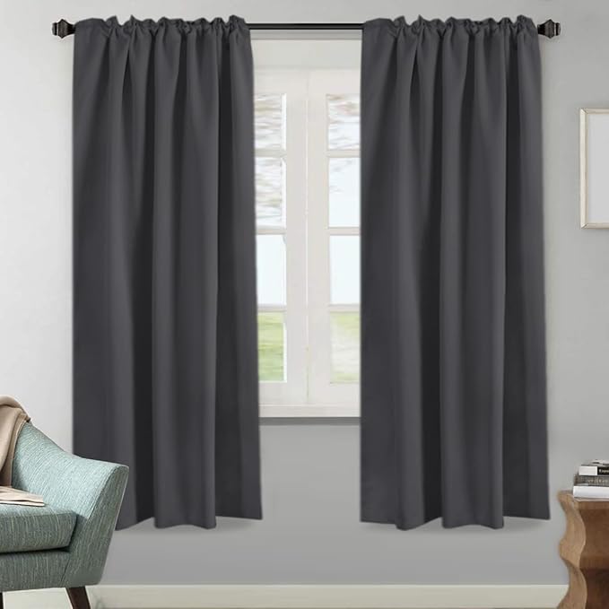H.VERSAILTEX Blackout Curtains Thermal Insulated Window Treatment Panels Room Darkening Blackout Drapes for Living Room Back Tab/Rod Pocket Bedroom Draperies, 52 x 72 Inch, Charcoal Gray, 2 Panels - Image 2