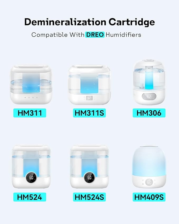 Leemone 6-Pack Humidifier Demineralization Cartridge Compatible with Dreo Humidifiers HM311/311S, HM306, HM409S, Prevents Hard Water Build-Up, Filters Mineral Deposits, Eliminate White Dust - Image 3