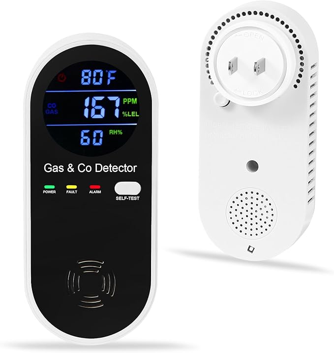 Koabbit Explosive-Gas & Carbon-Monoxide-Detectors, Plug in Carbon Monoxide Alarm,Natural Gas Detector,4-in-1 Combustible Gas & CO Detector with Fahrenheit(°F) & Humidity for Home,RV,Apartment by ProductCategory