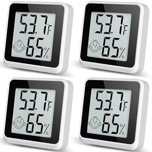 Indoor Humidity Meter Hygrometer 4Pack, Room Thermometer for Accurate Room Temperature Monitor, Digital Hygrometer with Indoor Thermometer for Home, Baby Nursery, and Humidity Sensor Enhanced Comfort by Vaikby