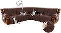 Arfntevss Waterproof Recliner Sectional Couch Covers for Reclining L Shape Sofa Cover Non Slip Washable L Shaped Slipcover Sets for Dog Furniture Protector (5 Seat with 2 Console Cover, Dark Brown) by Arfntevss