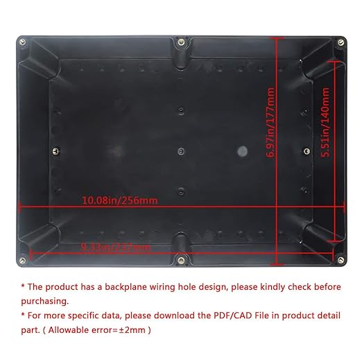 LeMotech ABS Plastic Electrical Project Case Power Junction Box, Project Box Black 10.4" x 7.2" x 3.7" (263 x 182 x 95 mm)(Pack of 1) - Image 2