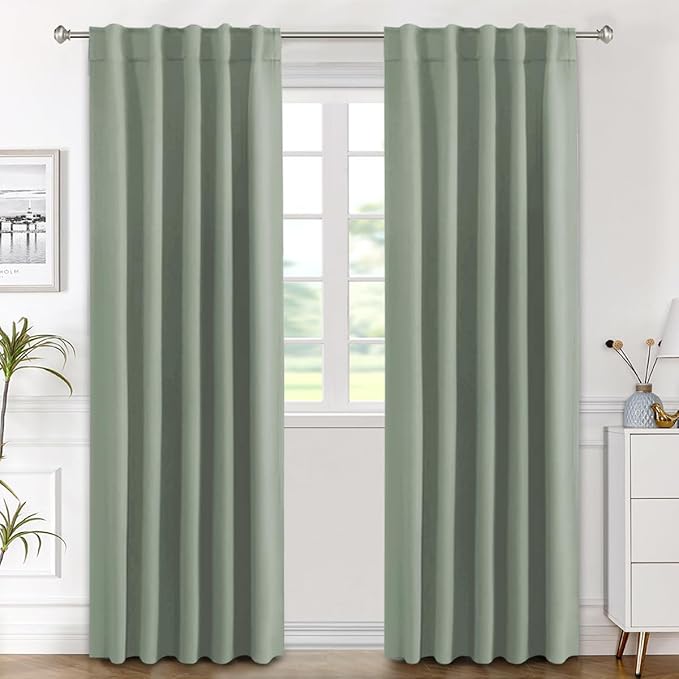 H.VERSAILTEX Blackout Curtains Thermal Insulated Window Treatment Panels Room Darkening Blackout Drapes for Living Room Back Tab/Rod Pocket Bedroom Draperies (2 Panels, Cyan, 42 x 84 Inch) by HVERSAILTEX