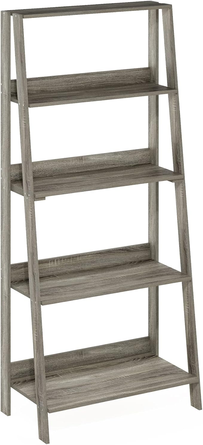 Furinno Ladder Book Shelf, 5-Tier Ladder Shelf, Bookshelf, Display Storage Shelves, 13 x 23.6 x 53.5, for Living Room, Home Office, Grey Oak - Image 5