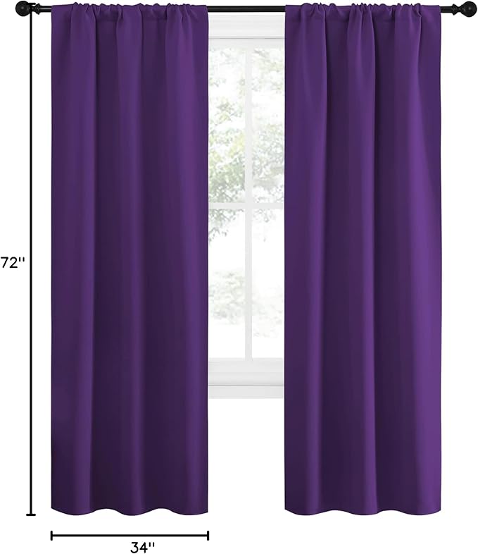 NICETOWN Blackout Curtains for Living Curtains, Triple Weave Home Decoration Thermal Insulated Solid Blackout Curtains & Drapes for Nursery (Set of 2, 34-inch x 72-inch, Royal Purple) - Image 10