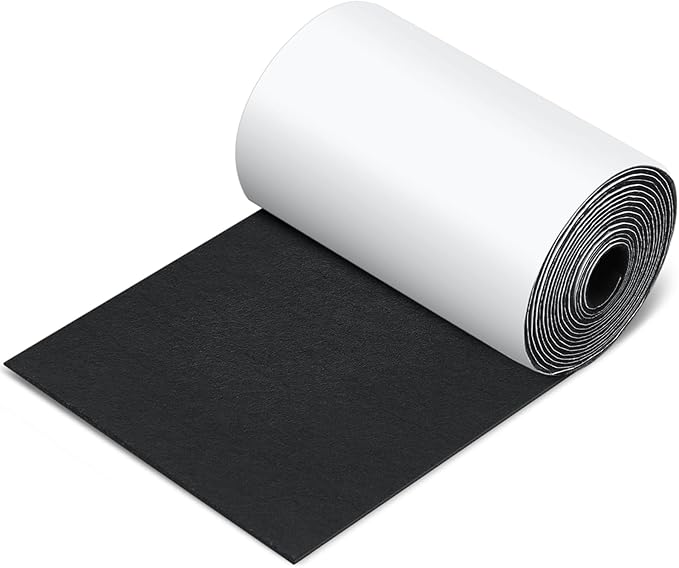 Large Felt Furniture Pads 5 x 120 Inch Non Slip Self Adhesive Heavy Duty Cuttable Strip Roll Felt Sheet Tape for Protecting Hardwood Floors Chair Wall, Black by Fullhawl