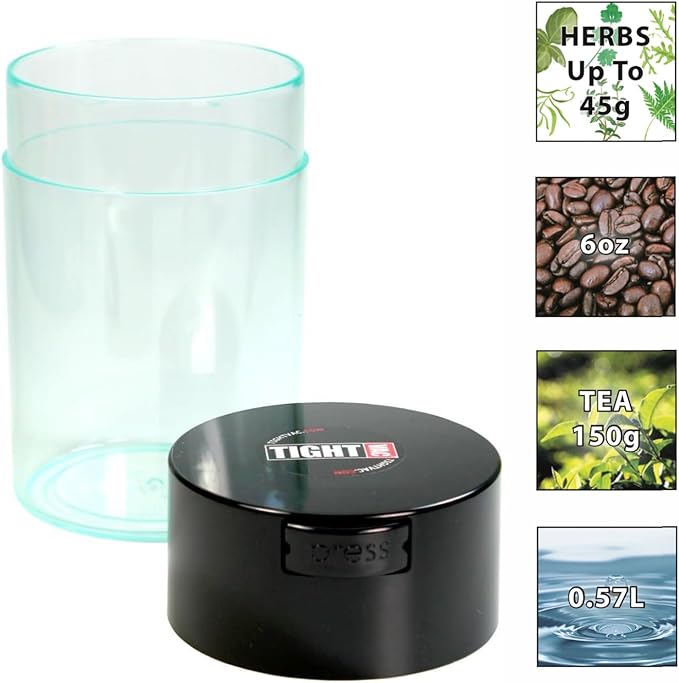 Tightvac 1 oz to 6 ounce - Patented Airtight Container | Multi-use Vacuum Container Works as Smell Proof Containers for Herbs and Dry Goods. Black Cap and Clear Body - Image 4