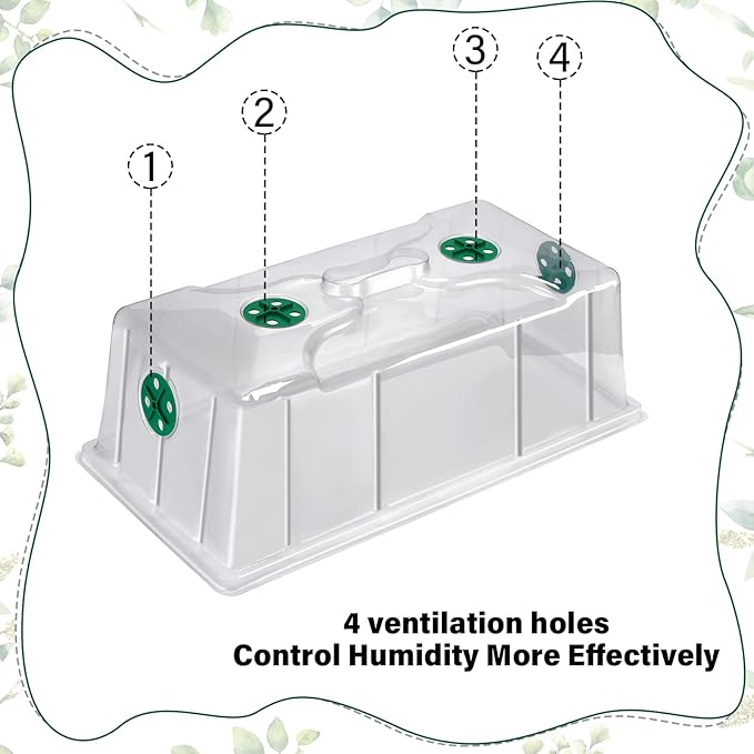 Foaincore 10 Packs 7'' Tall Humidity Vented Domes 1020 Flat Trays Cover Clear Plastic Greenhouse Grow Tray Covers Propagation Seed Cloning Kit for Plants Seed Starting Germination - Image 3