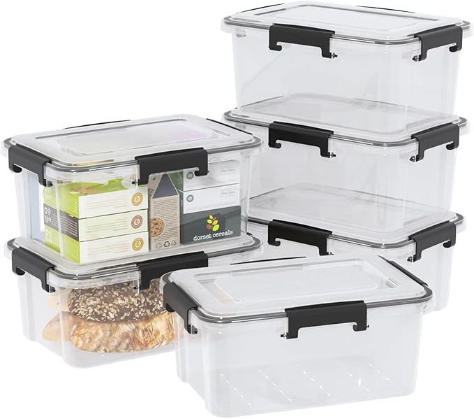 12 Quart Plastic Gasket Box with Tight Latch and Seal, Storage Bins with Snap Lid, Clear Latching Storage Box, 6 Packs - Image 8