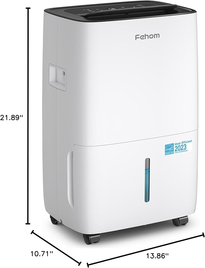 Fehom 80 Pints Dehumidifier Most Efficient Energy Star - 5,000 Sq. Ft. Dehumidifier for Basement with Drain Hose and 1.06 Gal Water Tank, Smart Dehumidifiers for Home, Large Rooms(JD025L-80) - Image 7