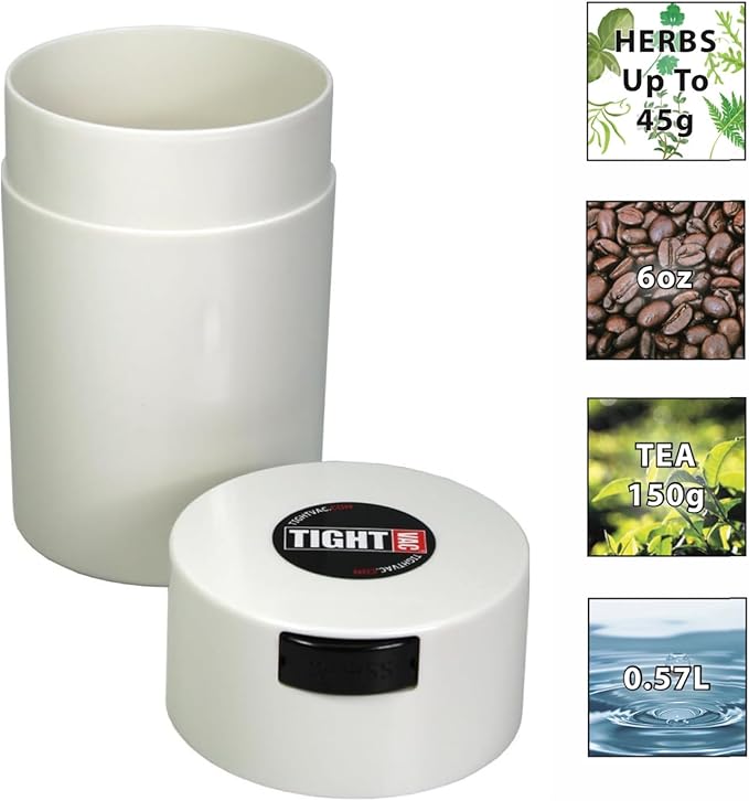 Tightvac 1 oz to 6 ounce - Patented Airtight Container | Multi-use Vacuum Container Works as Smell Proof Containers for Herbs and Dry Goods. White - Image 2