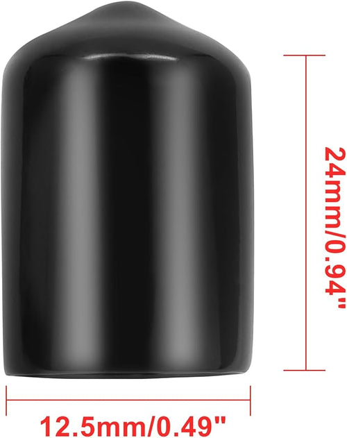 12 Pcs Round Rubber End Caps 1/2" (12mm) ID Vinyl Flexible Bolt Chair Foot Covers Screw Thread Chair Leg Protectors for Round Tubing Bolt Desk Chair Leg (Black) - Image 2