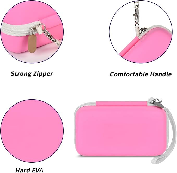 ANKHOH Organizer Case for 3Doodler Start+ Essentials 3D Pen for Kids, EVA Shell/Wrist Strap, Drop-Proof Water-Resistant, Stores for 3Doodler Pen Filament USB for Travel/Home/School (Box Only) Pink - Image 3