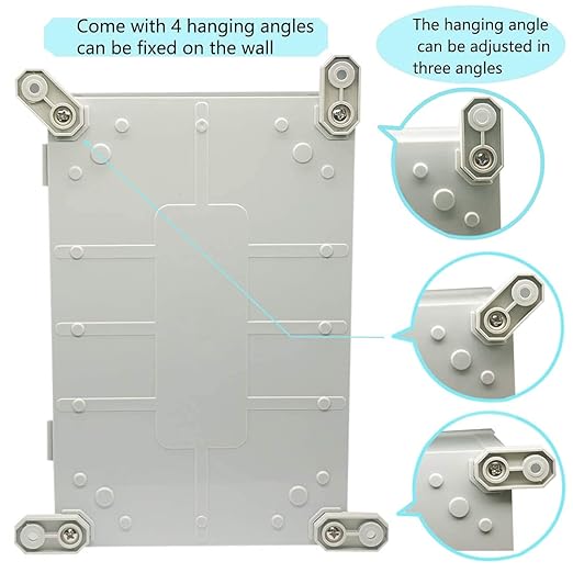 Zulkit Junction Box ABS Plastic Waterproof IP65 Electrical Boxes Hinged Shell Outdoor Universal Project Enclosure with Mounting Plate and Wall Brackets Grey 15.7x11.8X 7.1inch (400x300x180 mm) - Image 4
