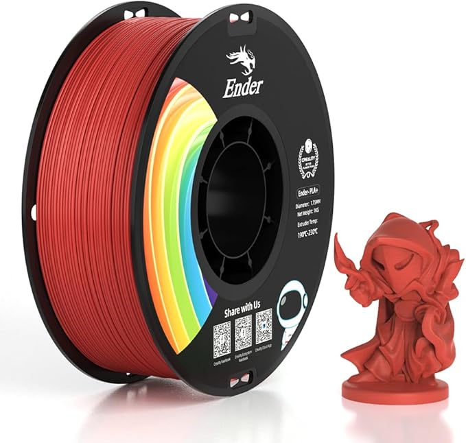 Creality 3D Printer Filament, PLA Plus Filament 1.75mm Deep Red, PLA Pro Toughness Upgraded Dimensional Accuracy +/- 0.03mm, 1KG Spool(2.2lbs) Ender PLA+ Filament for Most 3D Printer by Creality