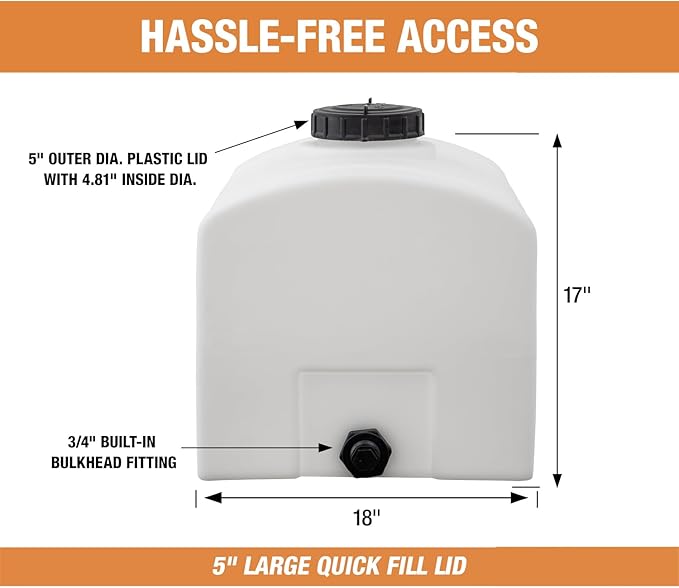 RomoTech 82123899 Polyethylene Domed Reservoir Water Tank, 26 gallon, Made In The USA Poly Tank For Water and Non-Flammable Liquids, Rust and Corrosion Proof - Image 3