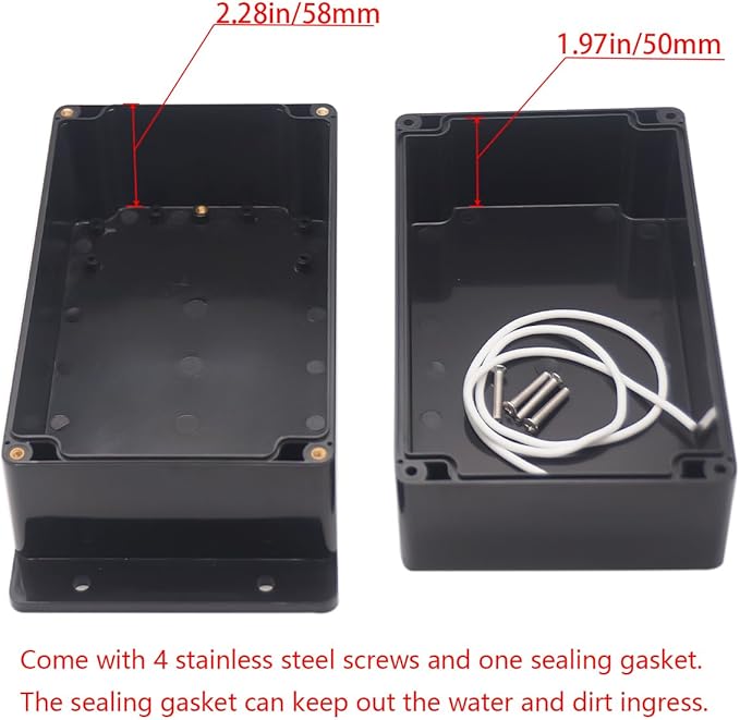 Project Box ABS Plastic Black Electrical Boxes IP65 Waterproof DIY Electronic Junction Box Power Enclosure with Fixed Ear 7.9 x4.79 x4.5 inch (200x120x113 mm) - Image 4
