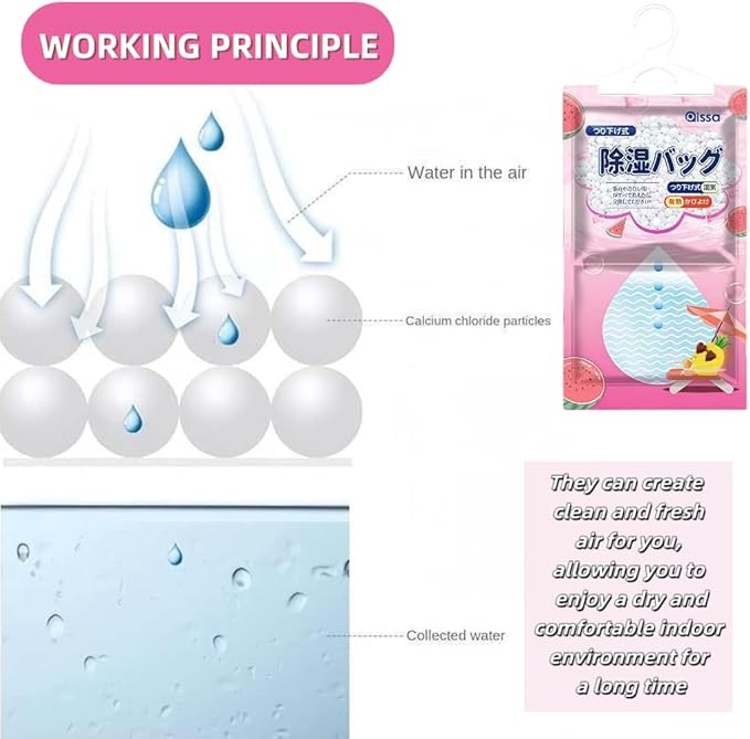 Moisture Absorbers Packets, Dehumidifier Bags, Hanging Moisture Absorber Bag, Humidity Packs,Closet Dehumidifier,Unscented Desiccant in Wardrobes, Bedrooms, Bathrooms,Kitchen (6 Pack) - Image 3