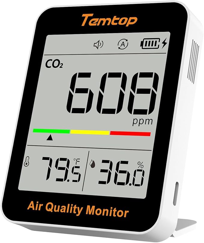 Temtop CO2 Monitor Indoor air Quality Monitor Portable CO2 Meter, CO2, Temperature, Humidity Home, Office or School by Temtop