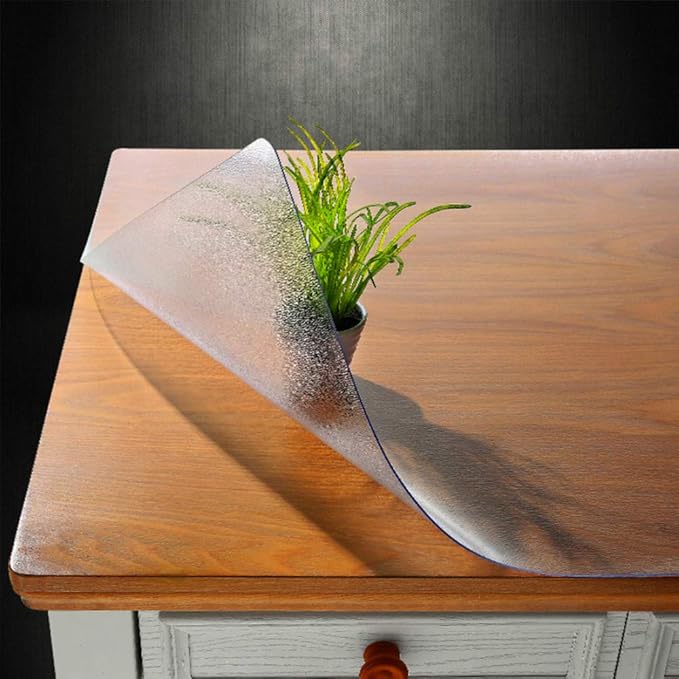 NECAUX Custom 13 x 18 Inch Frosted Desk Cover Protector, 1.5mm Thick Plastic Desk Pad Mat, Table Cover Tablecloth Protector for Office Computer Writing Desk, Side Table, End Table, Night Stand by NECAUX