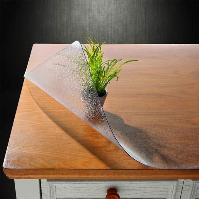NECAUX Custom 39.4 x 108 Inch Frosted Table Cover Protector - 1.5mm Thick Kitchen Vinyl Transparent Desk Cover Plastic Protective Pad for 9 Foot Dining Room, Conference Table by NECAUX