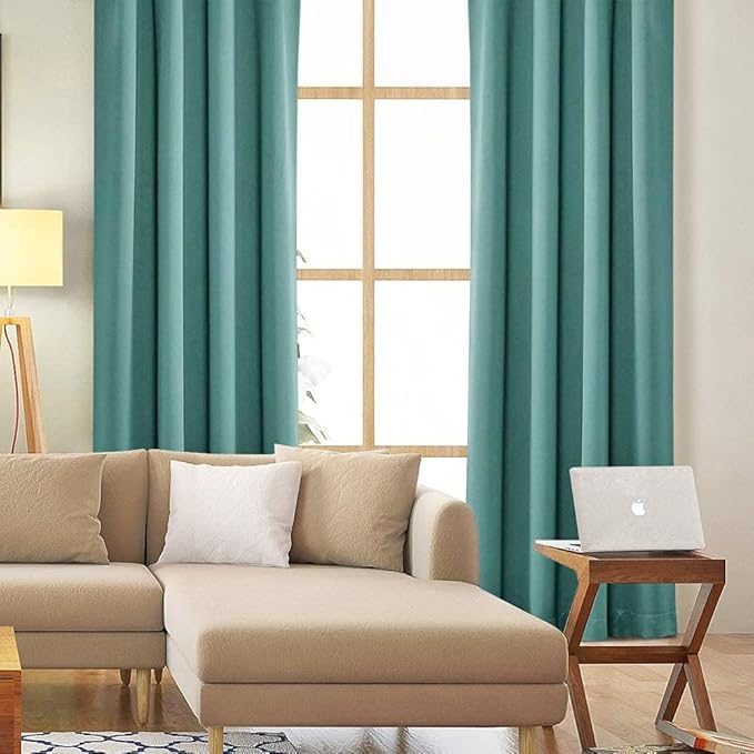 MYSKY HOME Blackout Curtains for Living Room Teal Curtains for Sliding Door Thermal Insulated Room Darkening Solid Grommet Window Drapes for Dining Room, 1 Curtain Panel, 52 x 108 Inch, Teal - Image 7