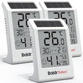 BaldrTherm Room Thermometer Indoor Humidity Meter, Solar-Powered 3.2'' Digital Temperature Sensor Monitor with Max/Min Reading, Comfort Indicator for Baby Room, Home, Office, White, 3Pack by BaldrTherm