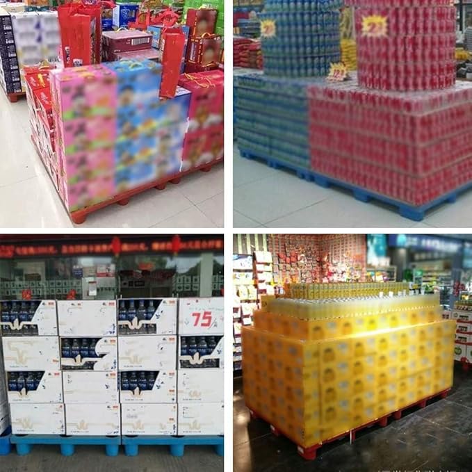 LNNW Stackable Plastic pallets, Warehouse Moisture Barrier, Indoor Outdoor Supermarket Waterproof Storage Goods Racks Floor Pallets for Garage Supermarket Basement - Image 3