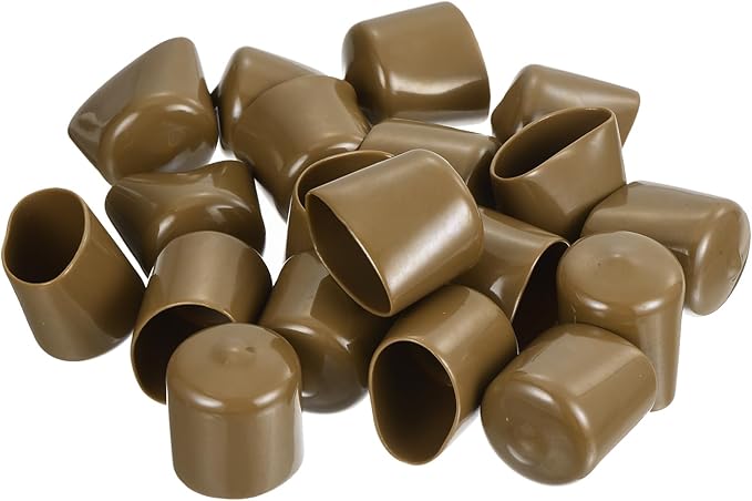 uxcell 20pcs Rubber End Caps 29mm(1 1/8") ID Vinyl PVC Round Tube Bolt Cap Cover Screw Thread Protectors Light Brown - Image 4