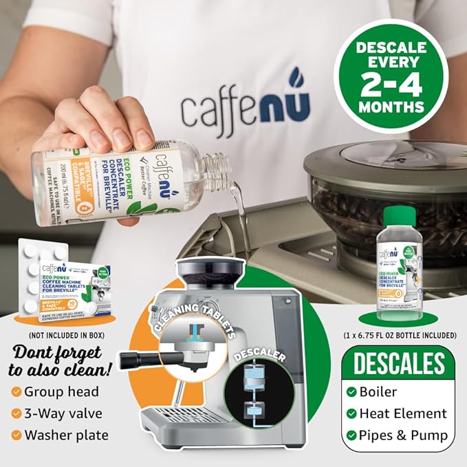 Breville Compatible Descaling Solution. Bottle of Descaler Solution. Descaling Kit Removes Limescale For Hotter Coffee. 2 Uses Descaler For Breville Coffee Machines. - Image 6