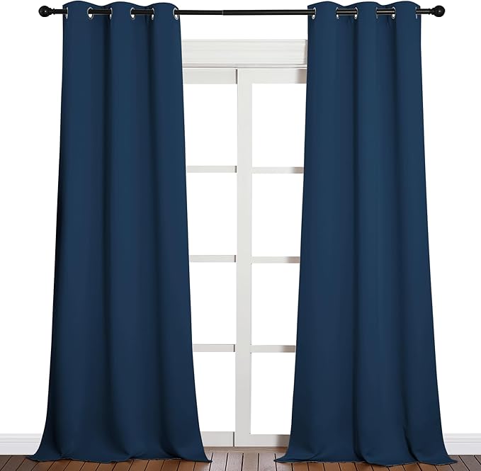 NICETOWN Patio Blackout Curtains - Glass Door Drapes, Privacy Panel for Bedroom, Living & Dining Room (Moroccan Blue, 42 x 95 Inches, 1 Pair) - Image 2