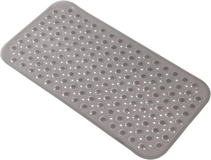 Anti-Slip Bathtub Shower mat, 27.5×14.5（Approximately 70×37cm） inch Soft Oversized Machine Washable Non-Slip Bathtub mat with Drainage Holes, Bathroom Floor Suction Cup.（1-Clear Gray） by ERASILKEN-X