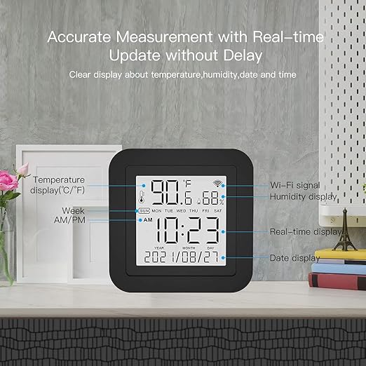 MOES Smart Temperature Humidity Monitor with IR Remote Control, Tuya WiFi Temperature Humidity Sensor with LCD Display for Home House Greenhouse Home Pet Garage, Compatible with Alexa - Image 5