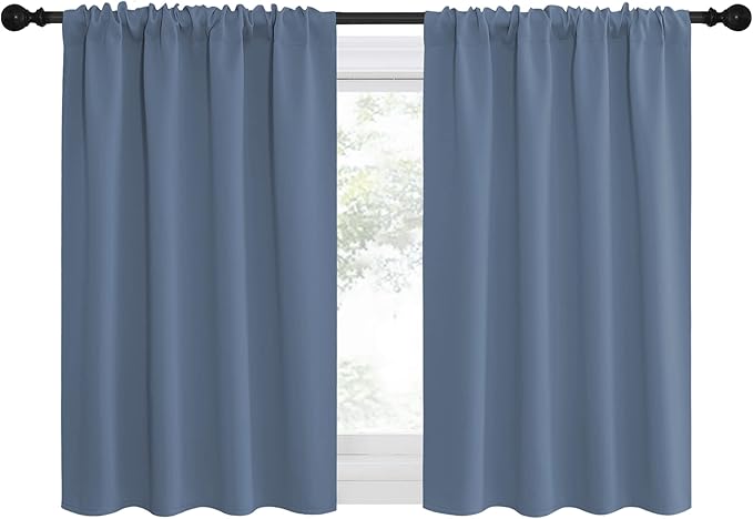 NICETOWN RV Blackout Curtains for Camper Windows, Short Blackout Curtains & Drapes, Thermal Insulated Blackout Curtain Panels for Kids Room, Play Room (Stone Blue, 42" Wide by 36" Long, 2 PCs) - Image 2