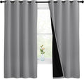 NICETOWN 100% Blackout Curtains with Black Liners, Thermal Insulated Full Blackout 2-Layer Lined Drapes, Energy Efficiency Window Draperies for Bedroom (Silver Grey, 2 Panels, 55-inch W by 68-inch L) by NICETOWN