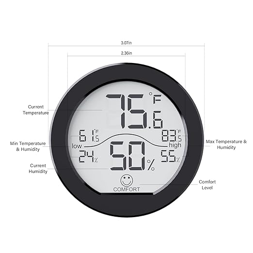 SECRUI Hygrometer Thermometer for Room Temperature Humidity Meter Indoor Thermometer Accuracy Calibration LCD Temperature Sensor with Maximum and Minimum Records, TH1, Black, 2 Pack - Image 5