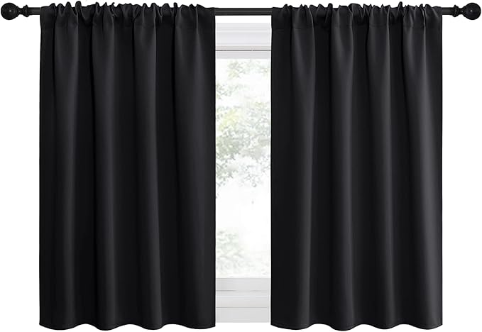 NICETOWN Short Curtains 36 inches Long, Black Out RV Bunk Panels, Kitchen Window Curtains Over Sink, Thermal Insulating Blackout Drapes/Draperies for Small Window (2 Panels, 42 inches Wide) - Image 2