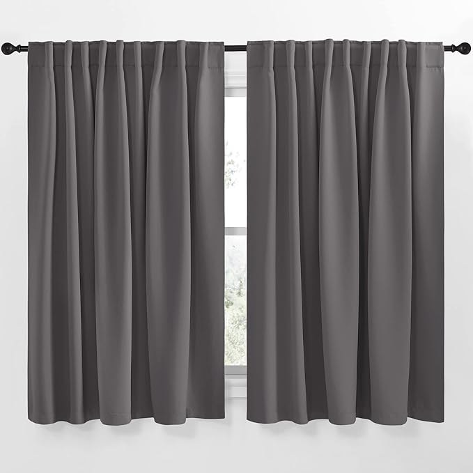 NICETOWN Blackout Curtain Panels Window Draperies - (Grey Color) 70x63 inch, 2 Pieces, Rod Pocket & Back Tab Insulating Room Darkening Blackout Drapes for Bedroom by NICETOWN
