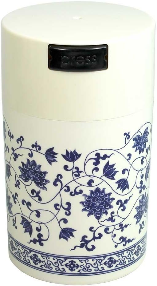 Tightpac America, Inc. Teavac 6-Ounce Vacuum Sealed Tea Storage Container, White Floral Design by Tightpac+America+Inc.