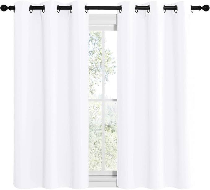 NICETOWN White Window Curtain Panels 50 inch Length, 50% Light Blocking Curtains for Bedroom & Dining Room Window (Set of 2, 42 inches x 50 inches) - Image 2