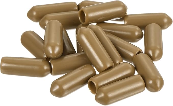 uxcell 20pcs Rubber End Caps 5mm(3/16") ID Vinyl PVC Round Tube Bolt Cap Cover Screw Thread Protectors Light Brown - Image 4