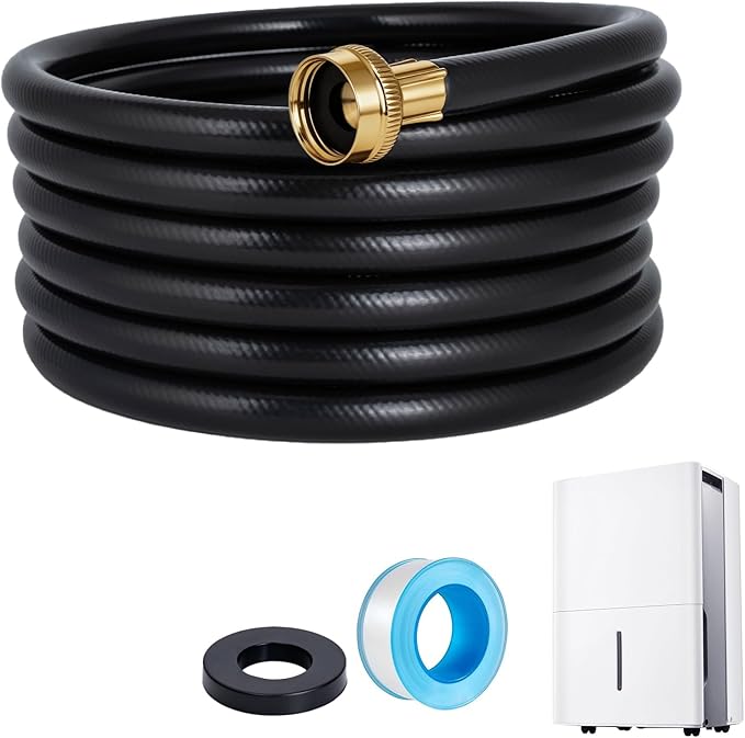 13FT Dehumidifier Drain Hose Compatible with Midea, Drain Hose for Dehumidifier with 3/4 Inch FHT Connector, Rust-Free Brass Fittings for No-Leakage Connection, Kink-Free, Fits for Most Dehumidifiers by Unknown