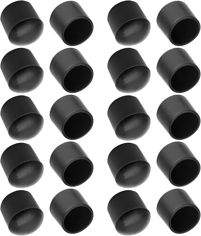 20 Pcs Round Rubber Furniture Leg Caps, 5/8"(16mm) Vinyl Flexible Chair Leg Floor Protectors/Covers Plastic End Caps for Patio/Indoor Furniture Leg Caps Railing (Black) by Bonsicoky
