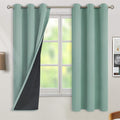 BGment Thermal Insulated 100% Blackout Curtains for Bedroom with Black Liner, Double Layer Full Room Darkening Noise Reducing Grommet Curtain (38 x 63 Inch, Frosty Green, 2 Panels) by BGment