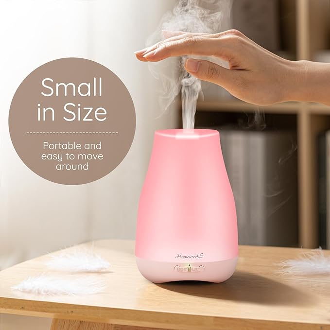 Homeweeks Diffusers, 100ml Colorful Essential Oil Diffuser with Adjustable Mist Mode,Auto Off Aroma for Bedroom/Office/Trip (100 ML 1 Pack) - Image 5