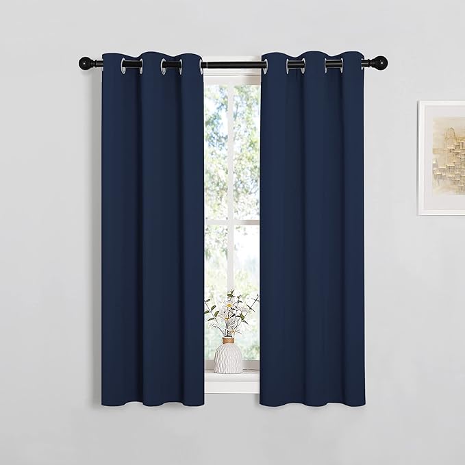 NICETOWN Blackout Draperies Curtains, All Season Thermal Insulated Solid Grommet Top Blackout Curtains/Drapes for Kid's Room (Navy, 1 Pair, 29 x 45 Inch) by NICETOWN