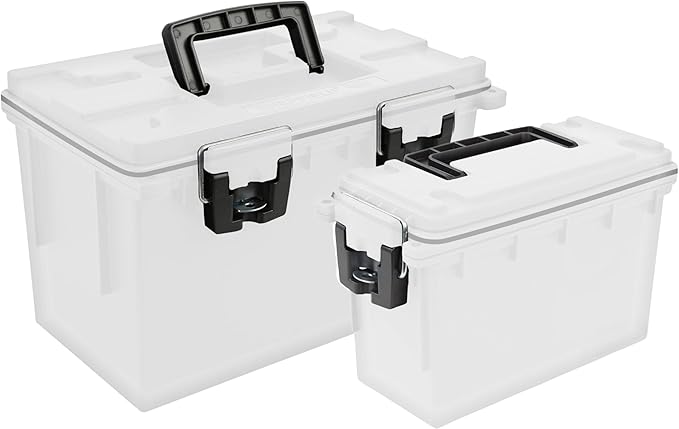 Sheffield 12722 Storage Bins With Lids, 2-Pack Stackable Storage Bins, Made in USA, Lockable and Water-Resistant Containers with Lids, Plastic Containers for Home, Classroom, and Dorm by Sheffield
